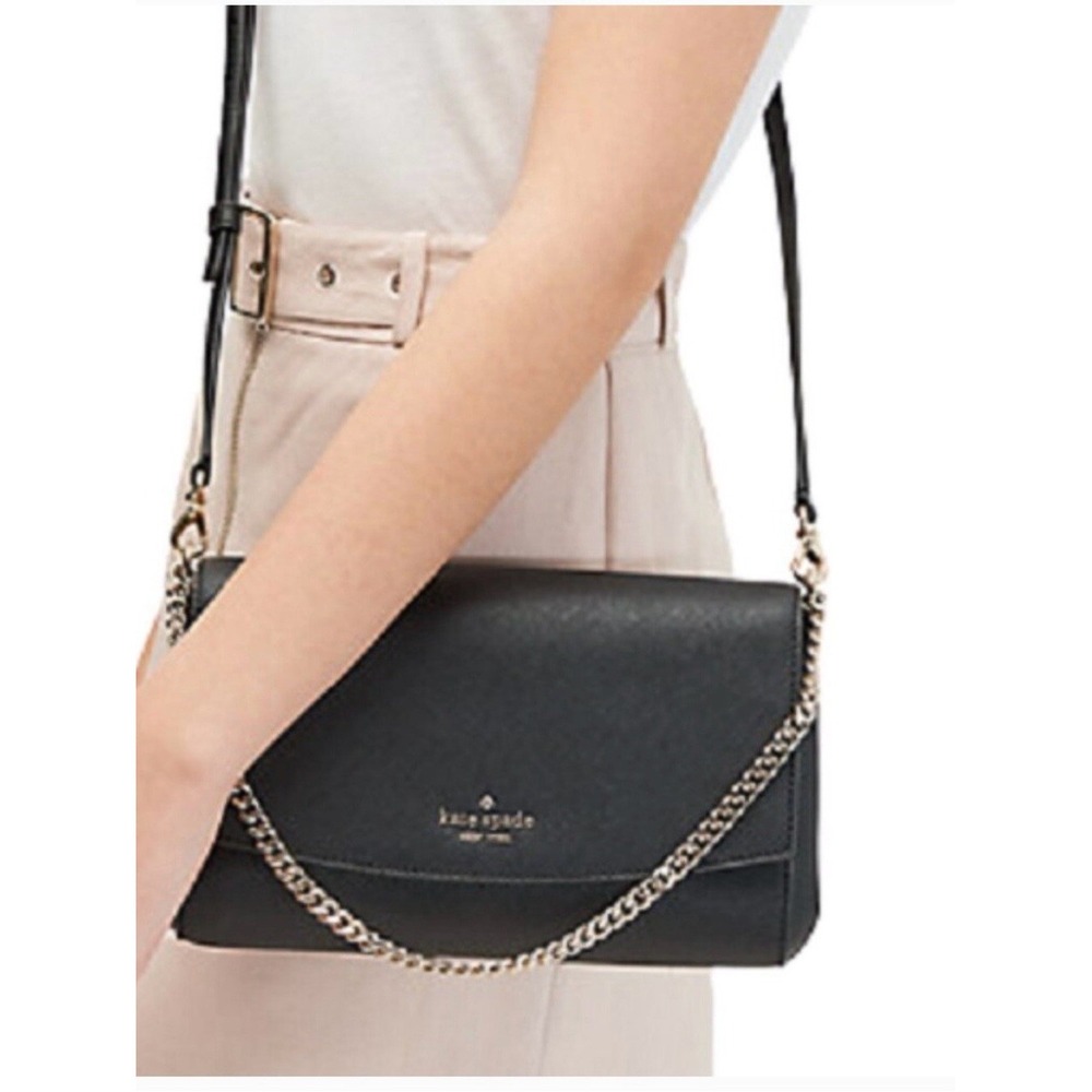 Kate Spade New York Margot Convertible Black Saffiano Leather Chain Crossbody